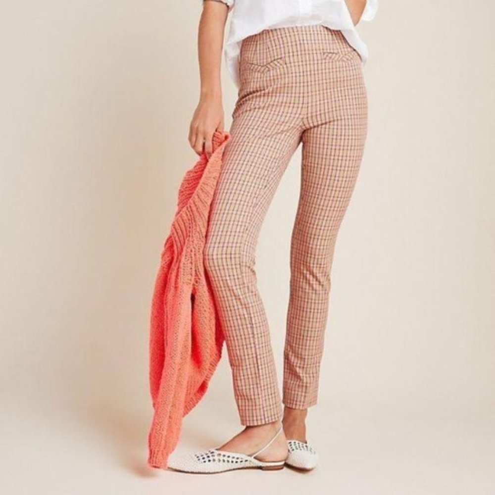 NWT Pink Plaid Neutral Slim Pant Trouser